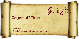 Geyer Ákos névjegykártya